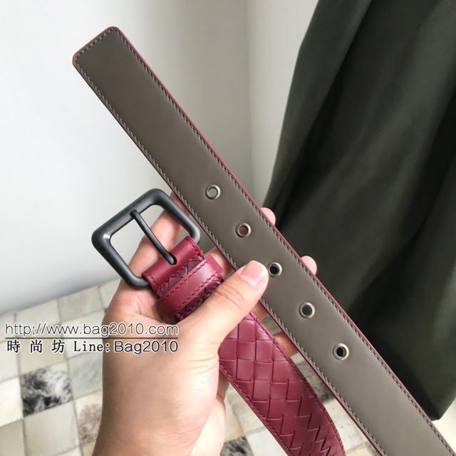 BV高端男士皮帶 寶緹嘉編織搭配槍色磨砂帶頭腰帶 寶緹嘉經典牛皮腰帶  jjp1535